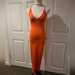 Orange Sleeveless Maxi Dress